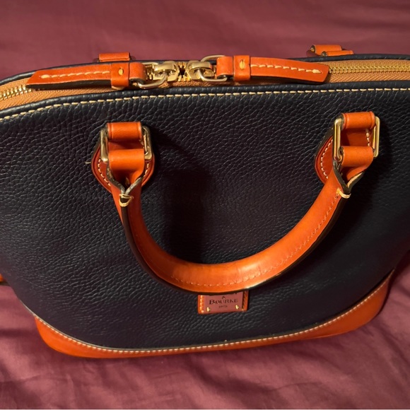 Dooney & Bourke Saffiano Pebble Grain Leather Doomed Satchel, Navy - Picture 9 of 12